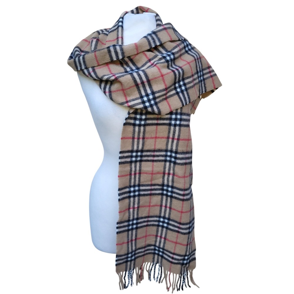 Burberry Classic Beige Novacheck Lambswool Scarf Made in England 68 / 12 inches - Picture 3 of 9